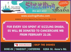 Sizzling Dhaba Gives Back @ Sizzling Dhaba Restaurant | Winnipeg | Manitoba | Canada