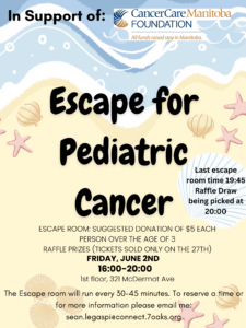 Escape for Pediatric Cancer @ 321 McDermot Ave - 1st Floor | Winnipeg | Manitoba | Canada