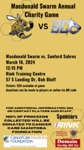Macdonald Swarm vs Sanford Sabres Charity Game @ The Rink Training Centre | Oak Bluff | Manitoba | Canada